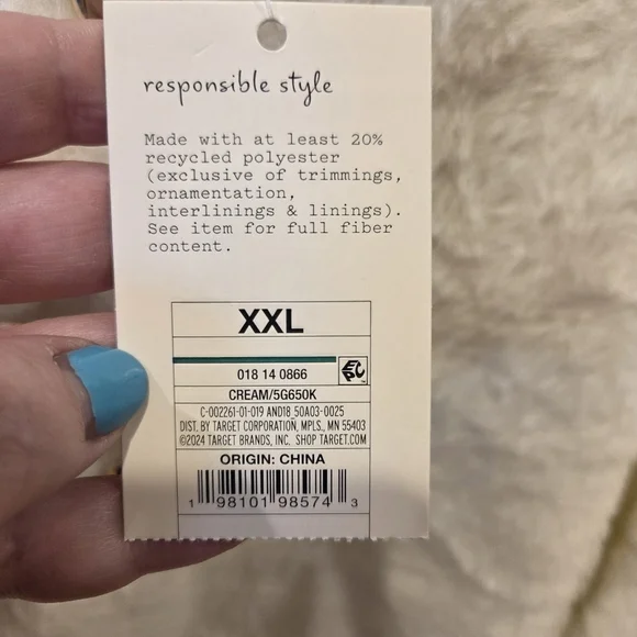 A New Day Cream Fuzzy V-Neck Cardigan Sweater XXL Women's New - Picture 5 of 11